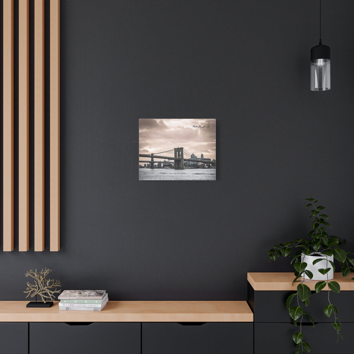 Stretched Canvas Art, Brooklyn Bridge Wall Decor, Modern Home Decoration, Gift for Art Lovers, Cityscape Artwork, Urban Wall Art