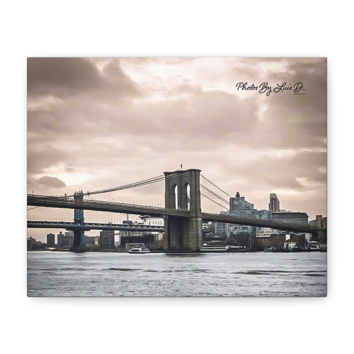 Stretched Canvas Art, Brooklyn Bridge Wall Decor, Modern Home Decoration, Gift for Art Lovers, Cityscape Artwork, Urban Wall Art