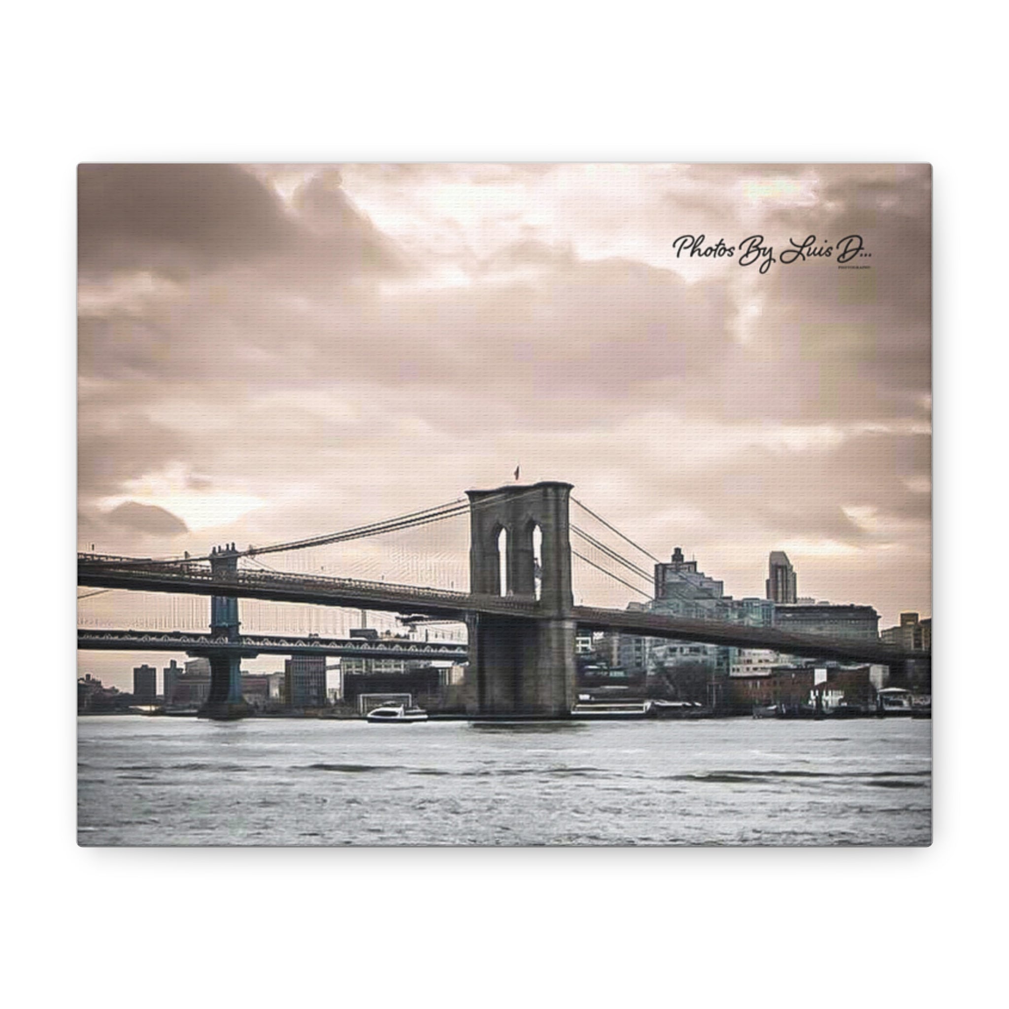 Stretched Canvas Art, Brooklyn Bridge Wall Decor, Modern Home Decoration, Gift for Art Lovers, Cityscape Artwork, Urban Wall Art