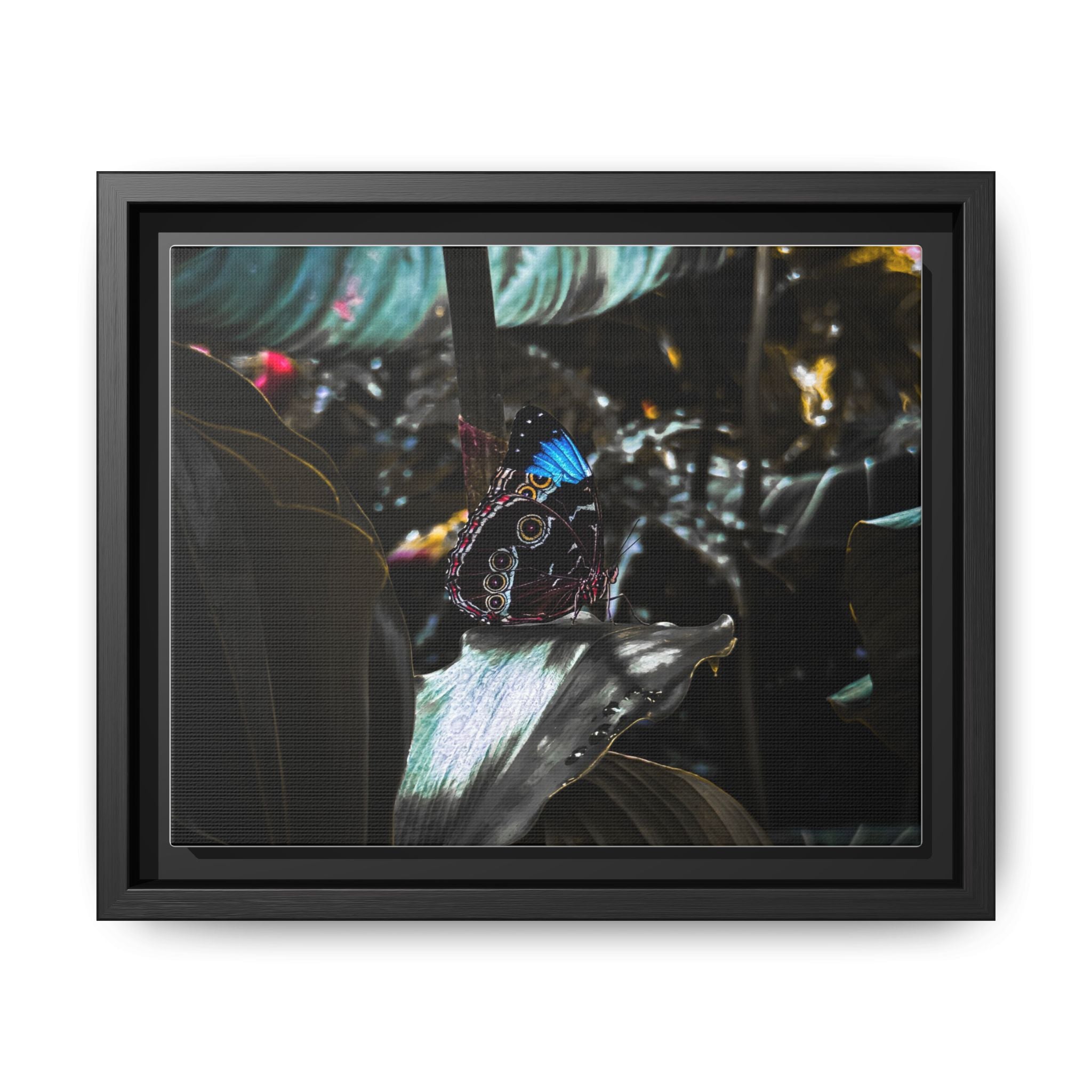Framed Matte Canvas Print — Moody Tropical Butterfly Wall Art
