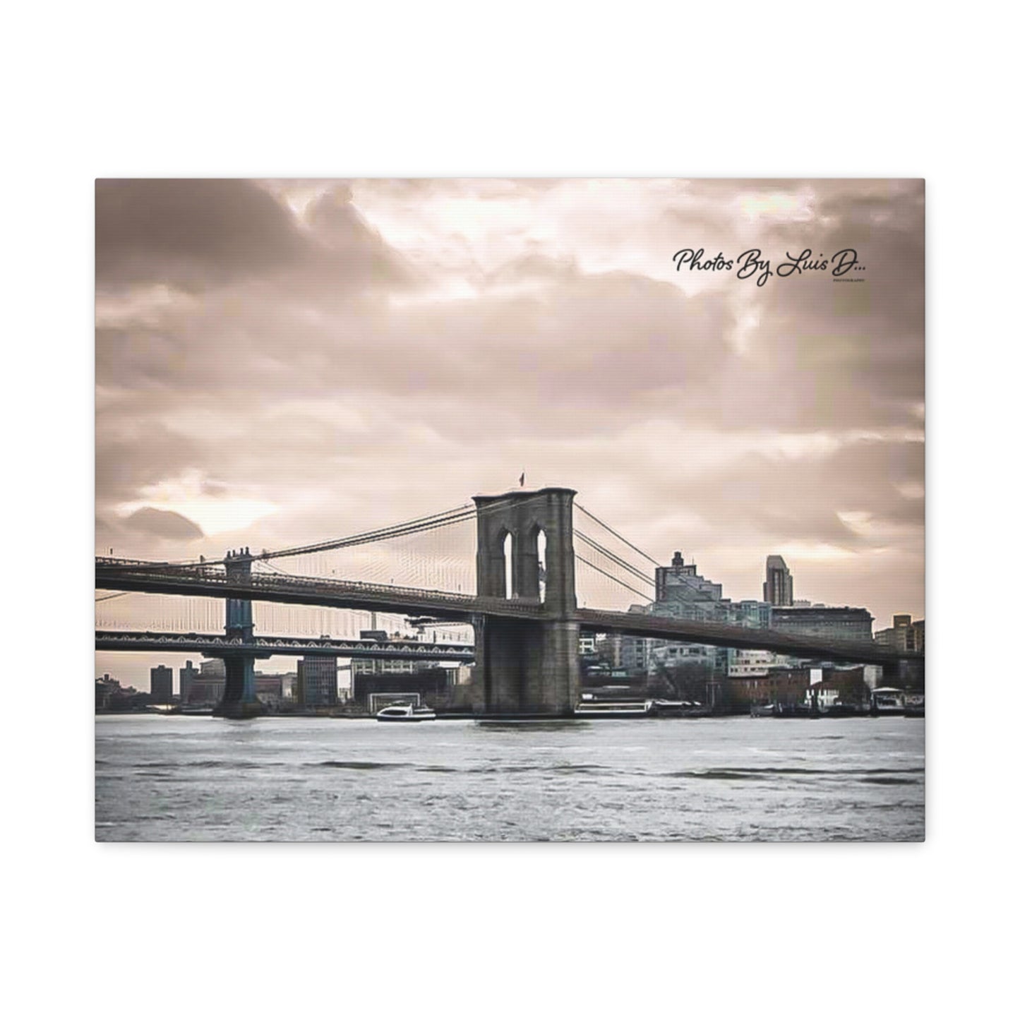Stretched Canvas Art, Brooklyn Bridge Wall Decor, Modern Home Decoration, Gift for Art Lovers, Cityscape Artwork, Urban Wall Art