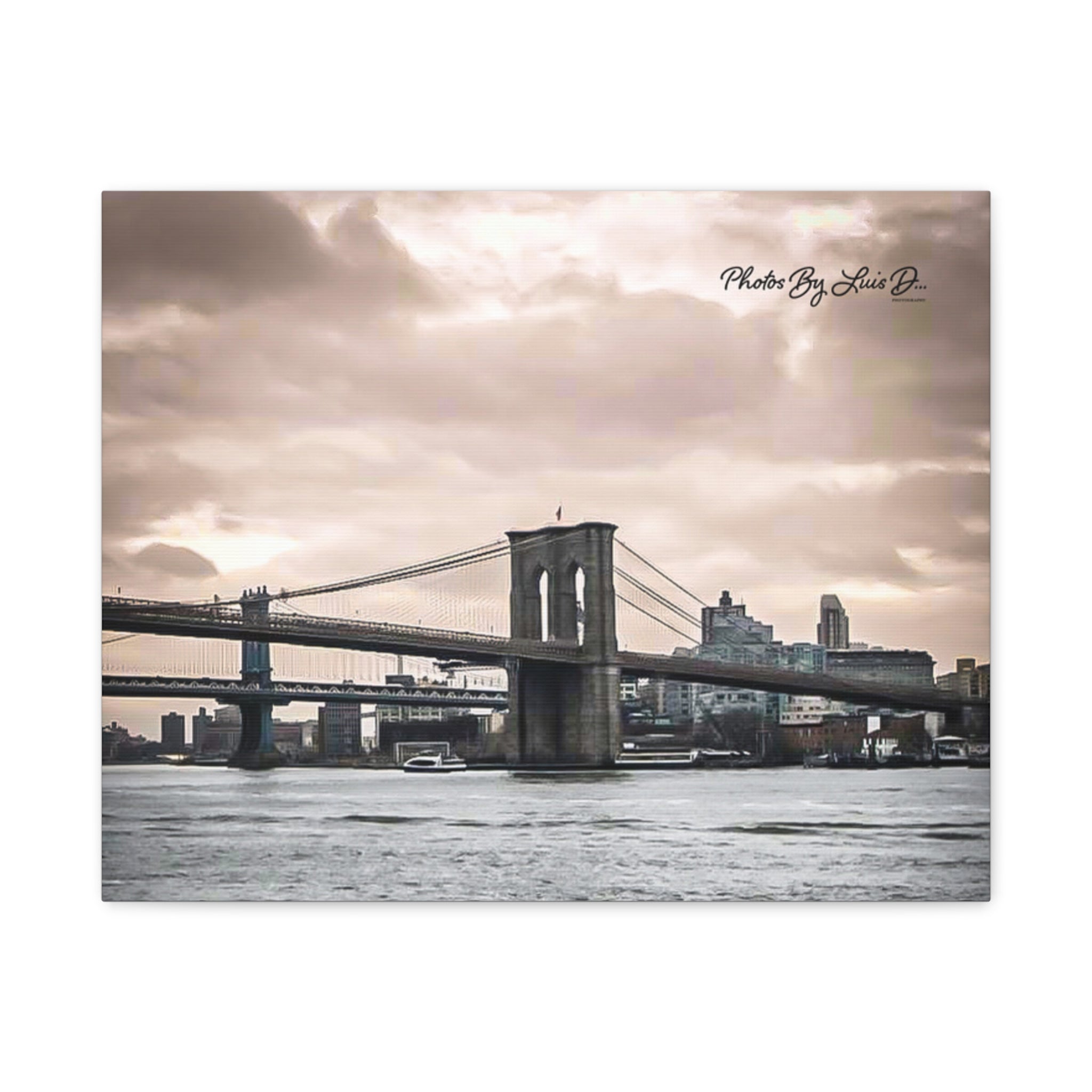 Stretched Canvas Art, Brooklyn Bridge Wall Decor, Modern Home Decoration, Gift for Art Lovers, Cityscape Artwork, Urban Wall Art