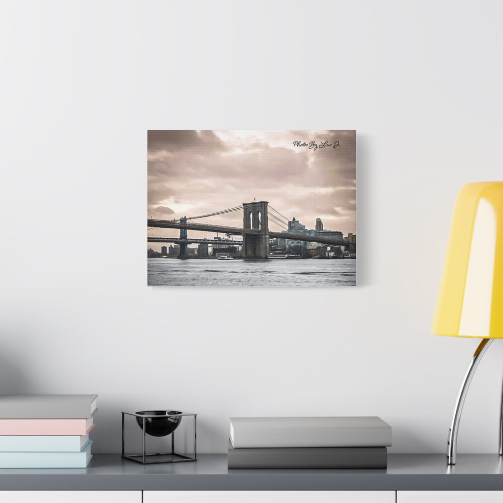 Stretched Canvas Art, Brooklyn Bridge Wall Decor, Modern Home Decoration, Gift for Art Lovers, Cityscape Artwork, Urban Wall Art