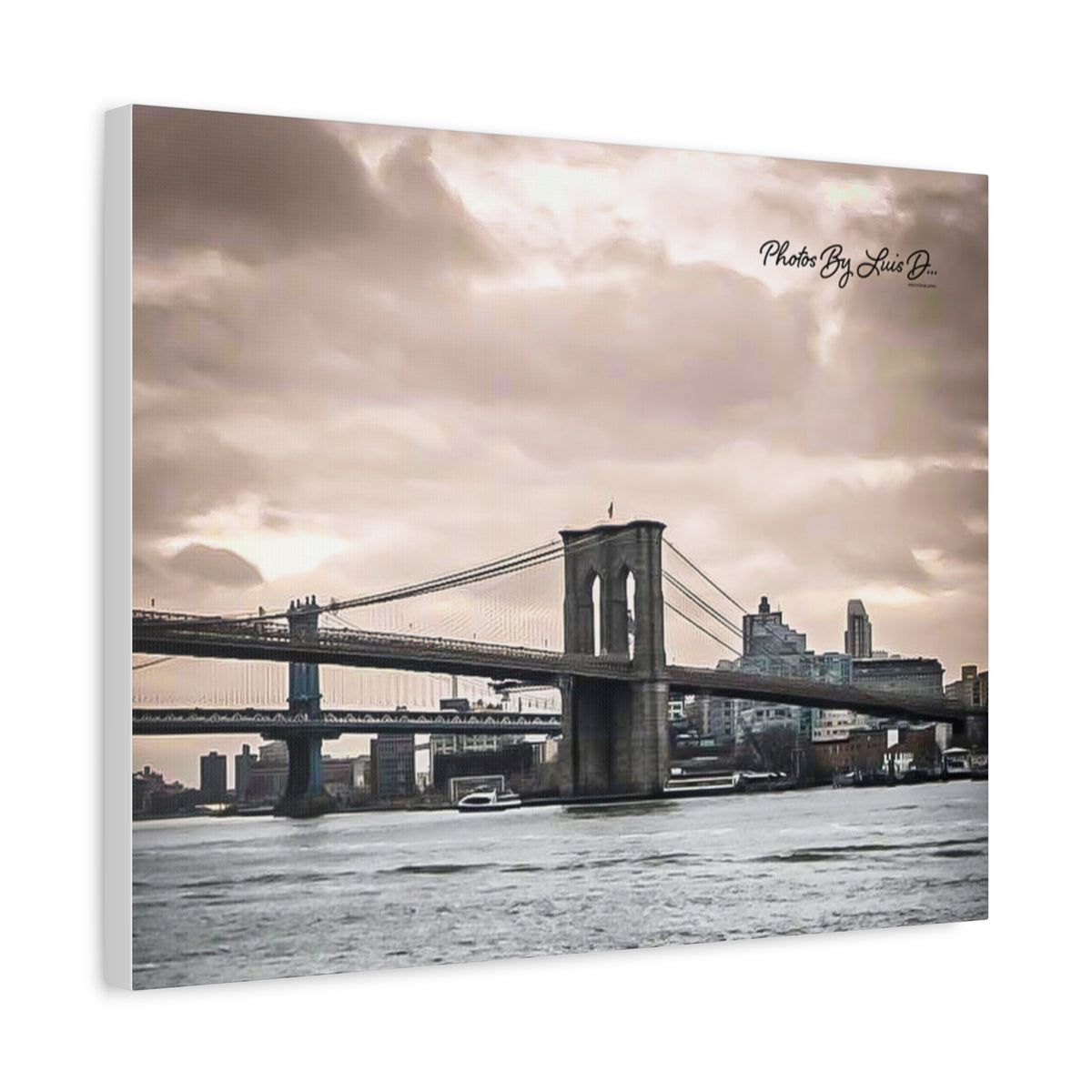 Stretched Canvas Art, Brooklyn Bridge Wall Decor, Modern Home Decoration, Gift for Art Lovers, Cityscape Artwork, Urban Wall Art