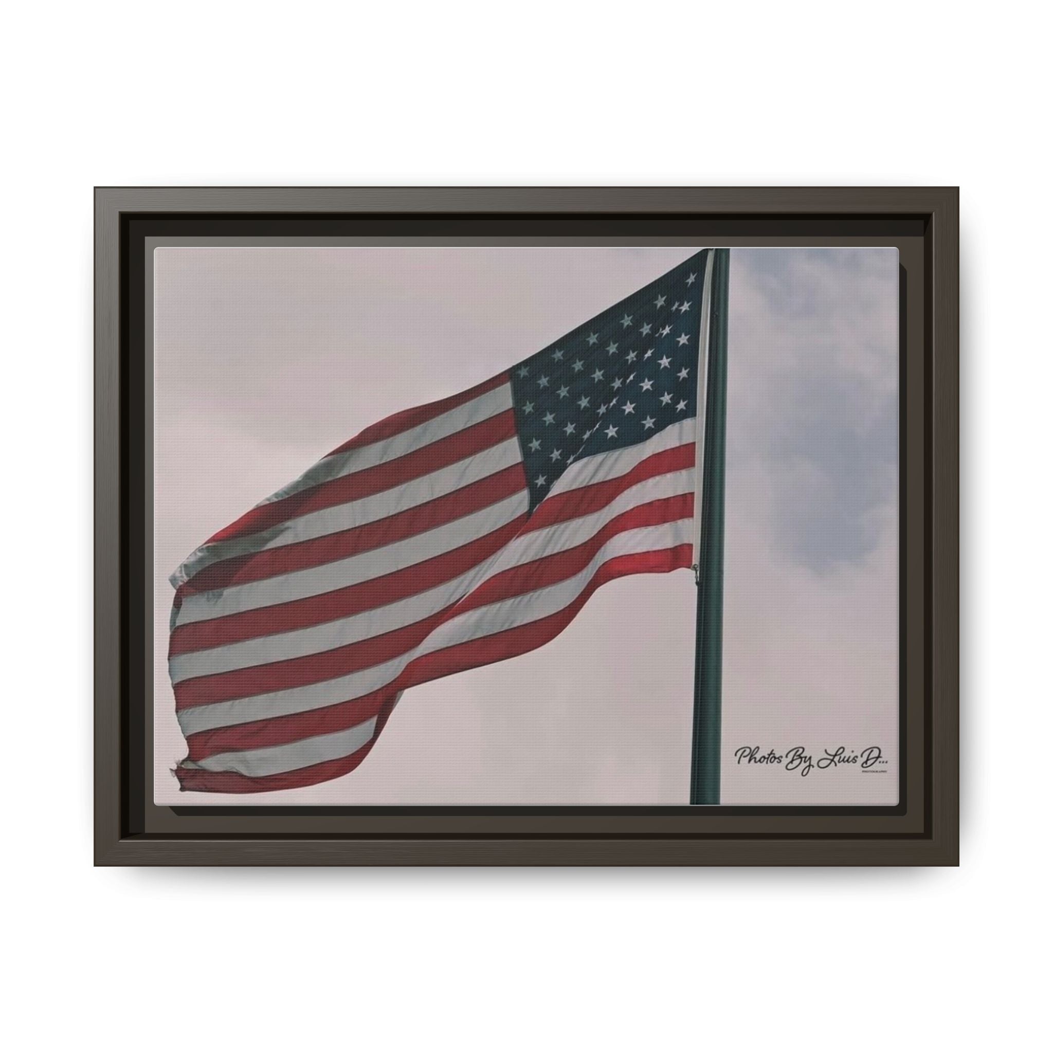Framed Wall Art of American Flag, Patriotic Home Decor, Independence Day Gift, Multi-color Canvas Print, Office Decoration