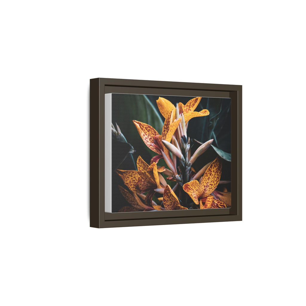 Framed Floral Canvas Wall Art — Golden Canna Lily Photograph (Matte, Multi‑Color)