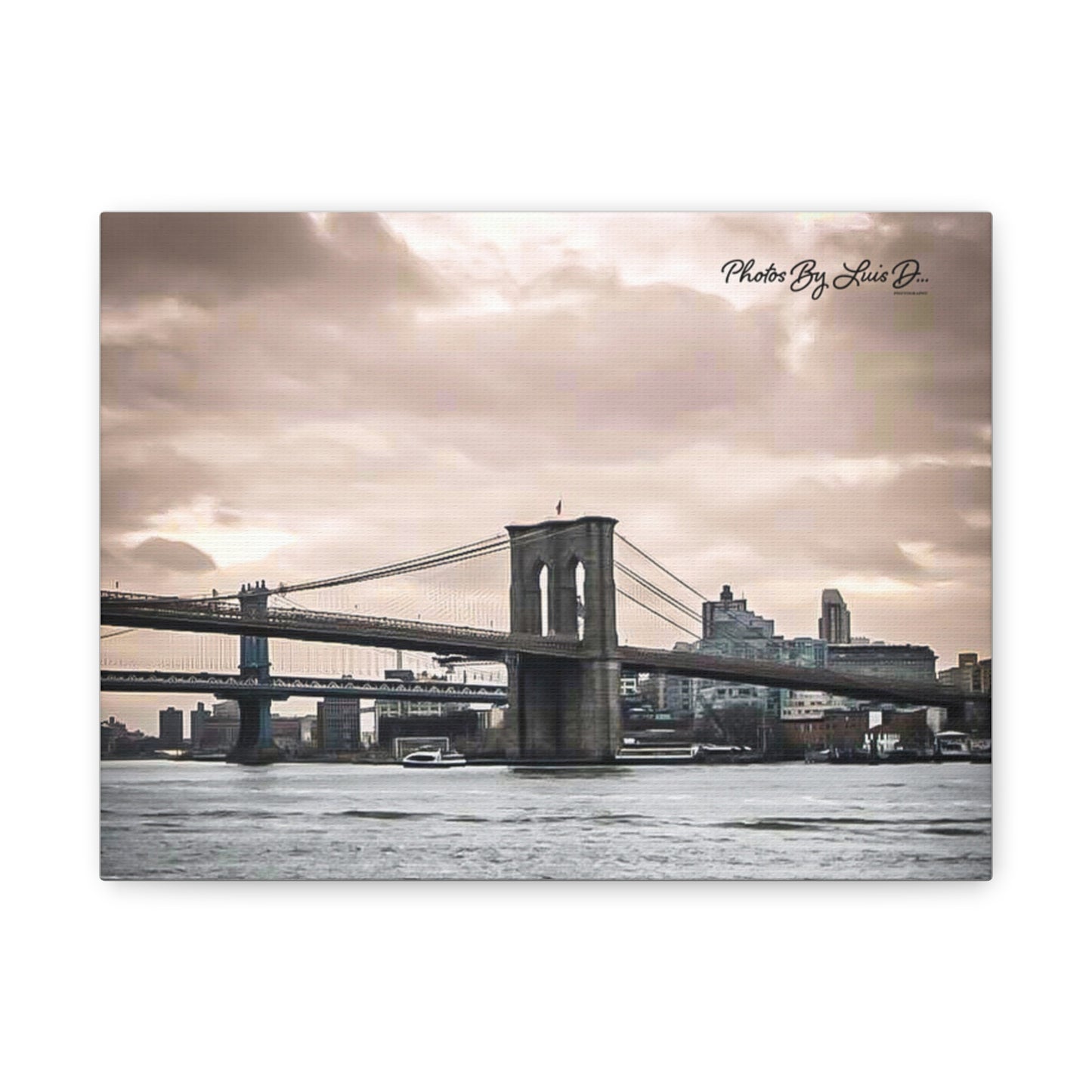 Stretched Canvas Art, Brooklyn Bridge Wall Decor, Modern Home Decoration, Gift for Art Lovers, Cityscape Artwork, Urban Wall Art
