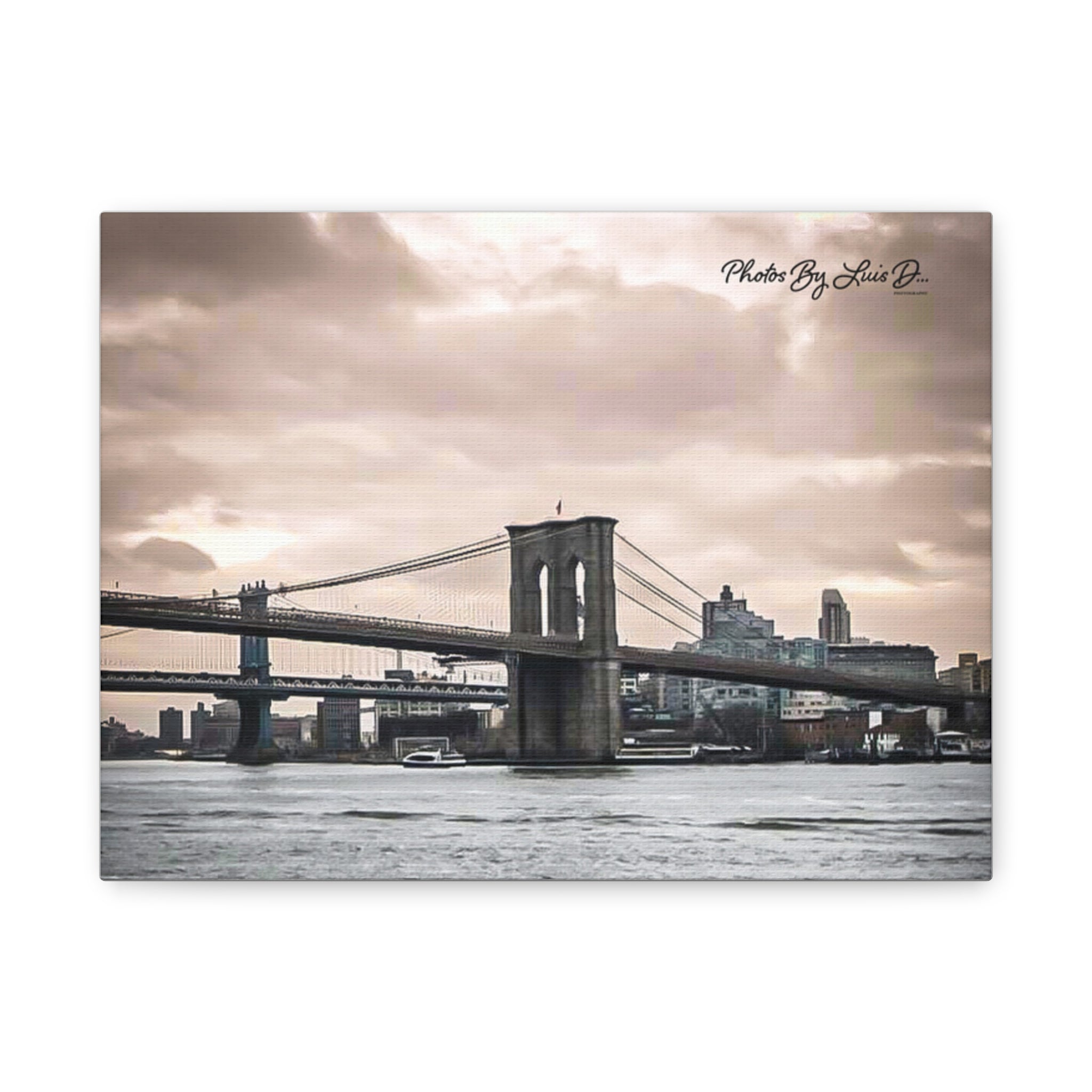 Stretched Canvas Art, Brooklyn Bridge Wall Decor, Modern Home Decoration, Gift for Art Lovers, Cityscape Artwork, Urban Wall Art