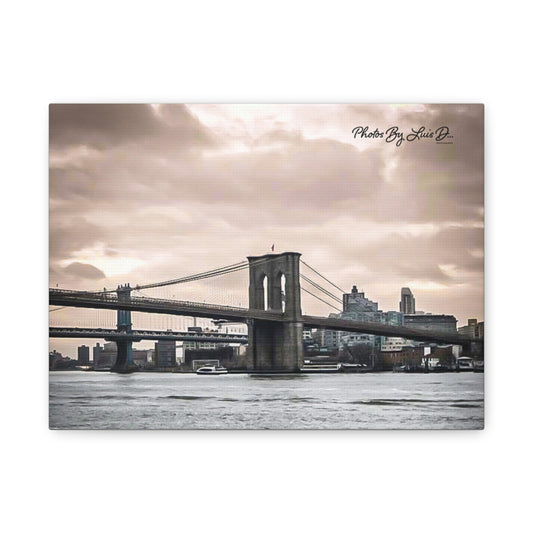 Stretched Canvas Art, Brooklyn Bridge Wall Decor, Modern Home Decoration, Gift for Art Lovers, Cityscape Artwork, Urban Wall Art