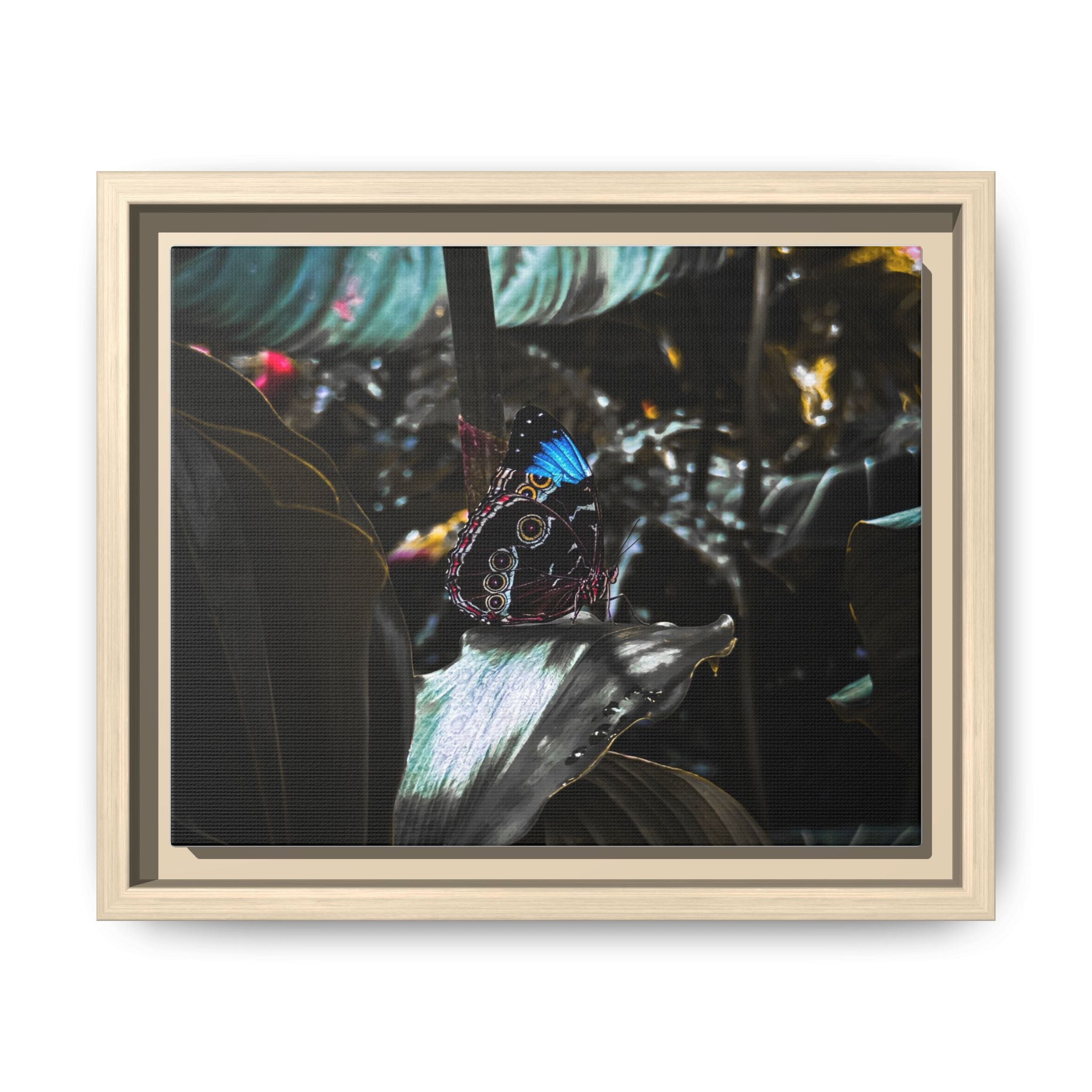 Framed Matte Canvas Print — Moody Tropical Butterfly Wall Art