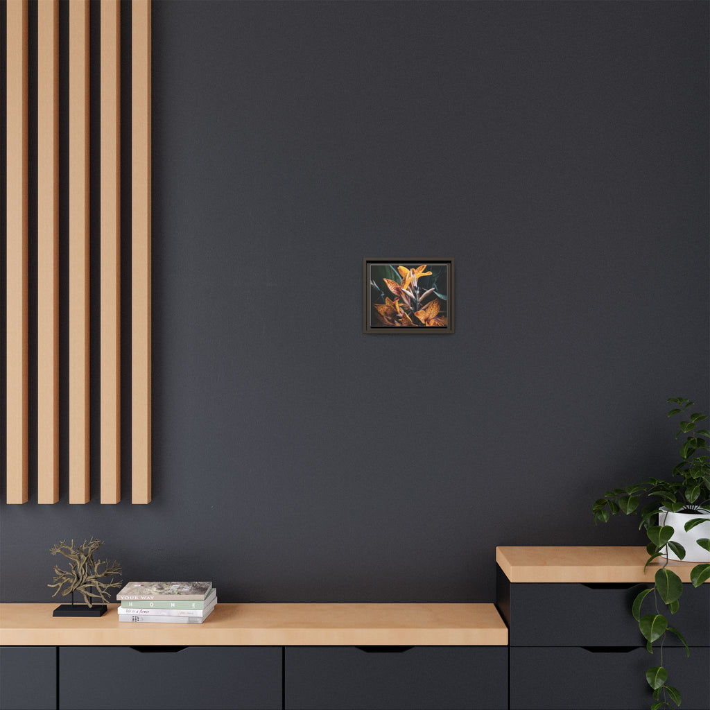 Framed Floral Canvas Wall Art — Golden Canna Lily Photograph (Matte, Multi‑Color)