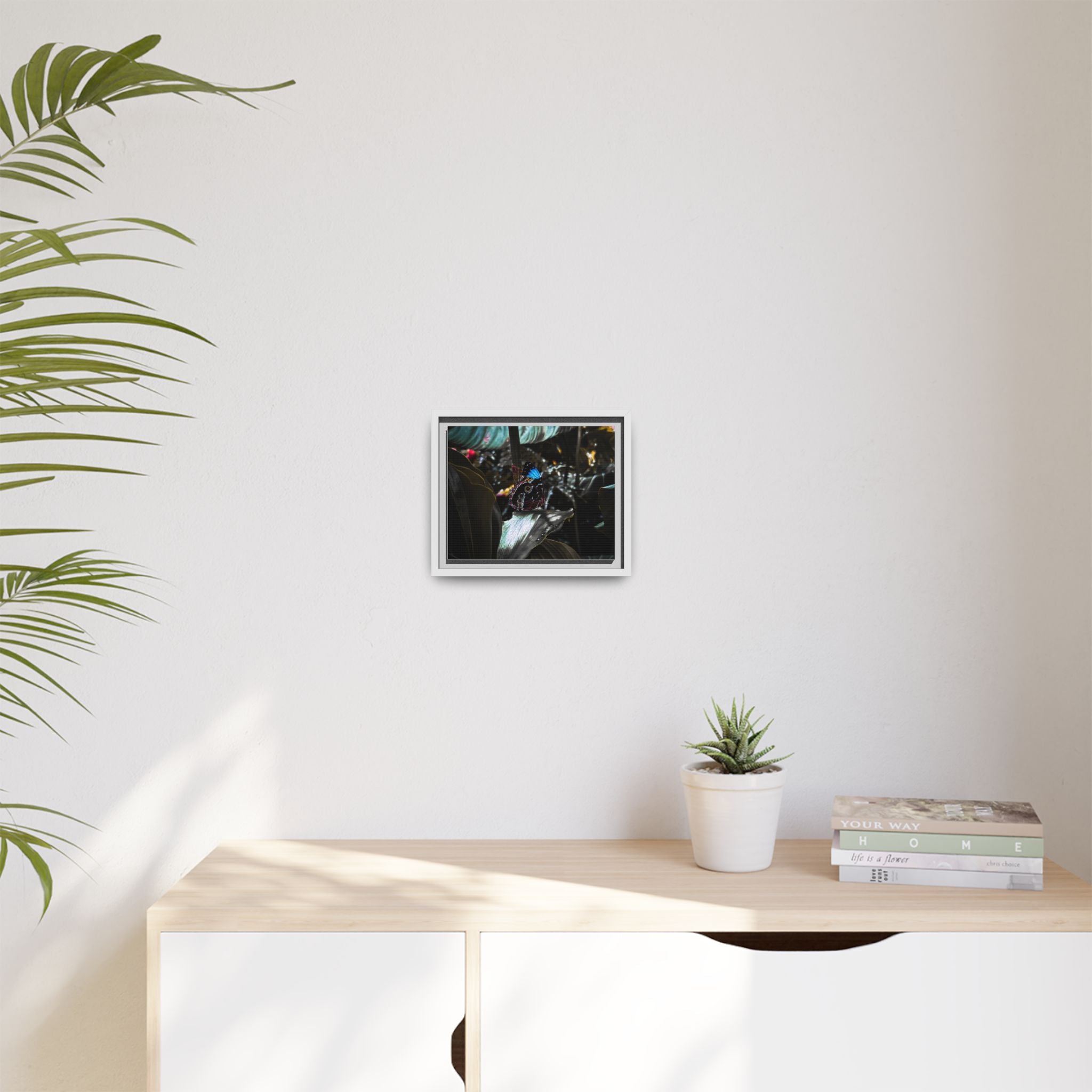 Framed Matte Canvas Print — Moody Tropical Butterfly Wall Art
