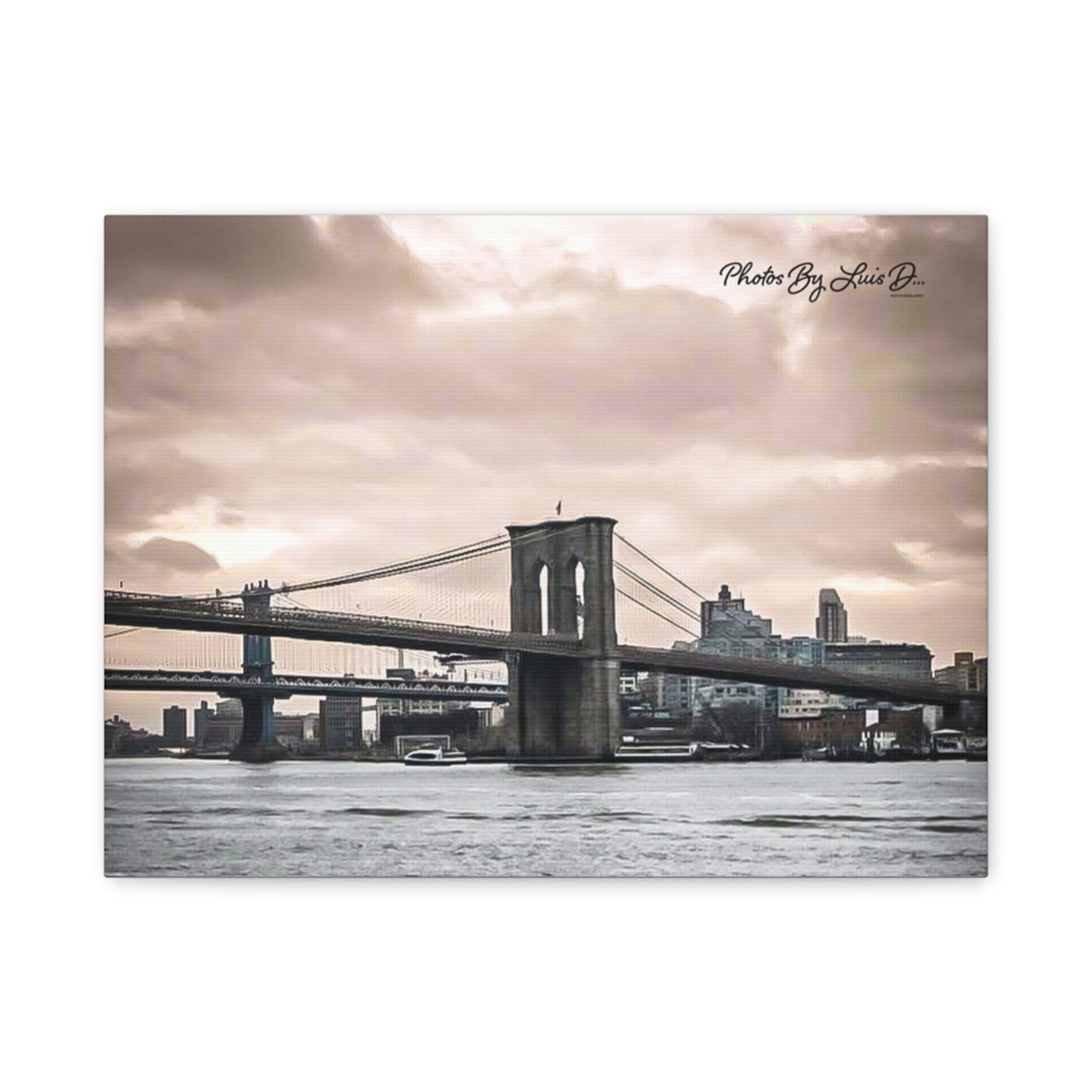 Stretched Canvas Art, Brooklyn Bridge Wall Decor, Modern Home Decoration, Gift for Art Lovers, Cityscape Artwork, Urban Wall Art