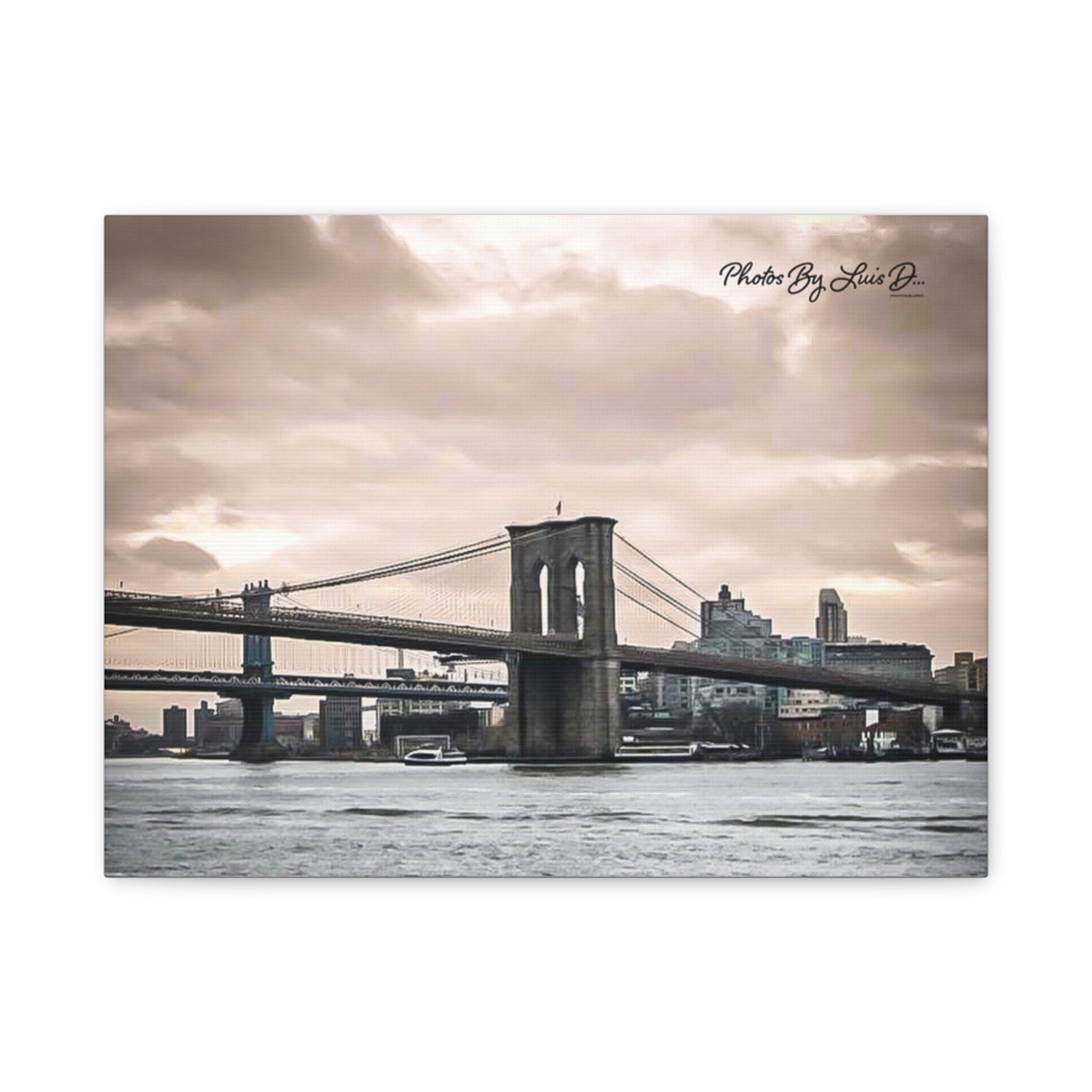 Stretched Canvas Art, Brooklyn Bridge Wall Decor, Modern Home Decoration, Gift for Art Lovers, Cityscape Artwork, Urban Wall Art