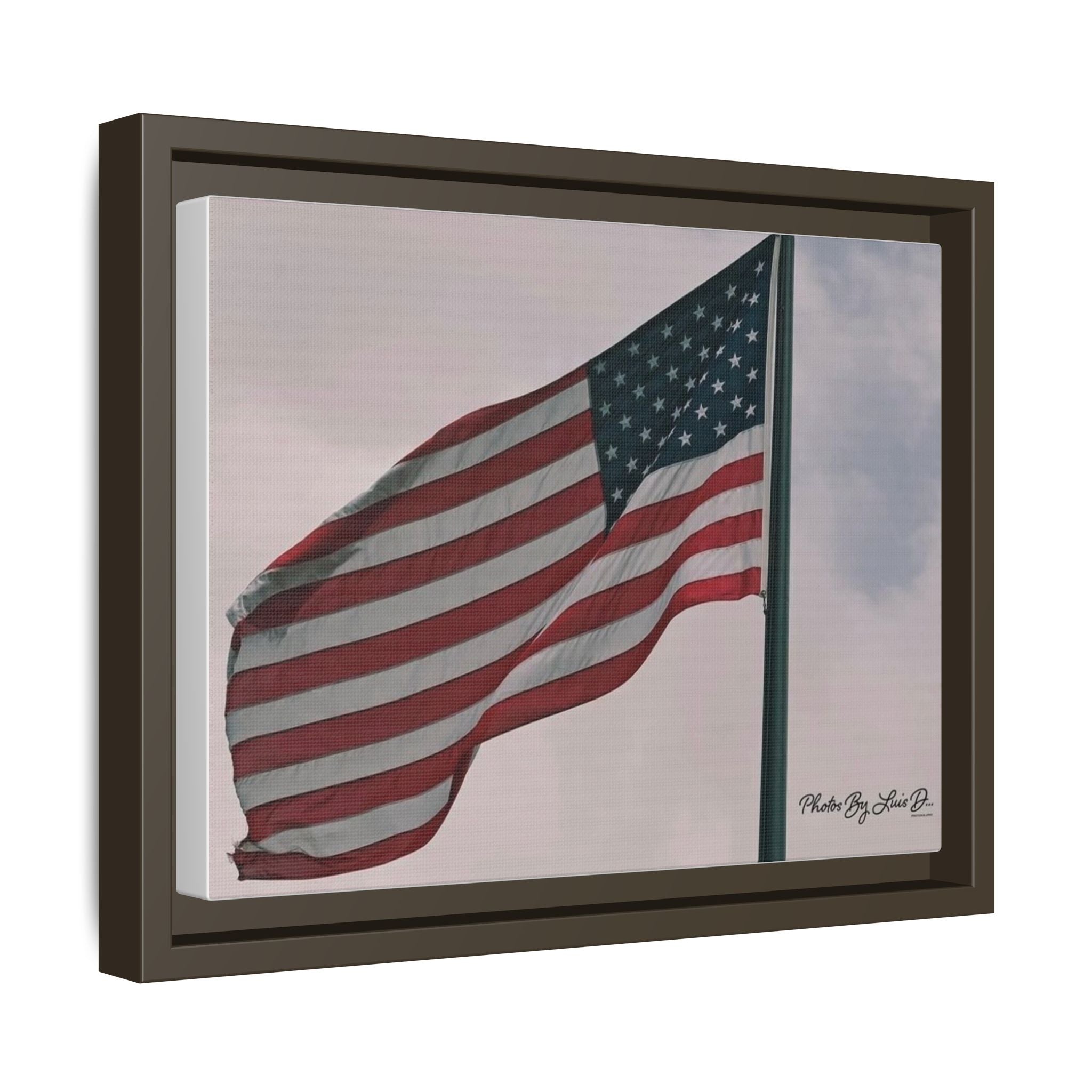 Framed Wall Art of American Flag, Patriotic Home Decor, Independence Day Gift, Multi-color Canvas Print, Office Decoration