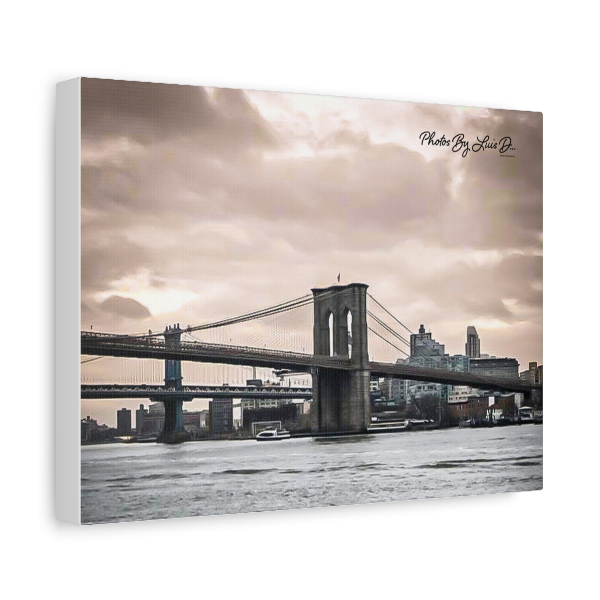 Stretched Canvas Art, Brooklyn Bridge Wall Decor, Modern Home Decoration, Gift for Art Lovers, Cityscape Artwork, Urban Wall Art