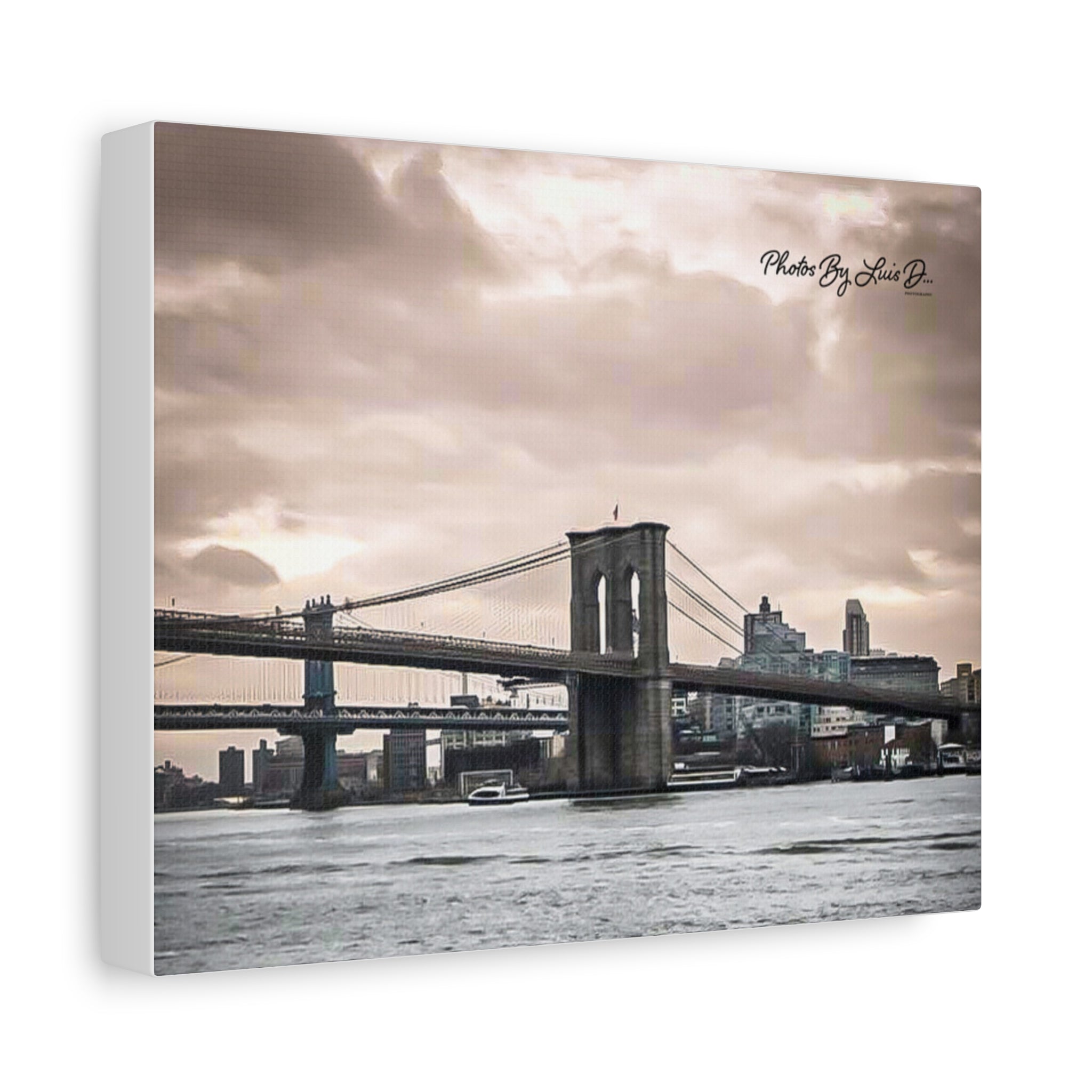 Stretched Canvas Art, Brooklyn Bridge Wall Decor, Modern Home Decoration, Gift for Art Lovers, Cityscape Artwork, Urban Wall Art